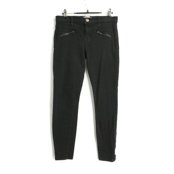 Current Elliott Womens Jeans Soho Zip Ankles Stiletto Skinny Black Denim Size 27 - Picture 1 of 12